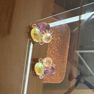 Chic Gold and Purple Gemstone Earrings